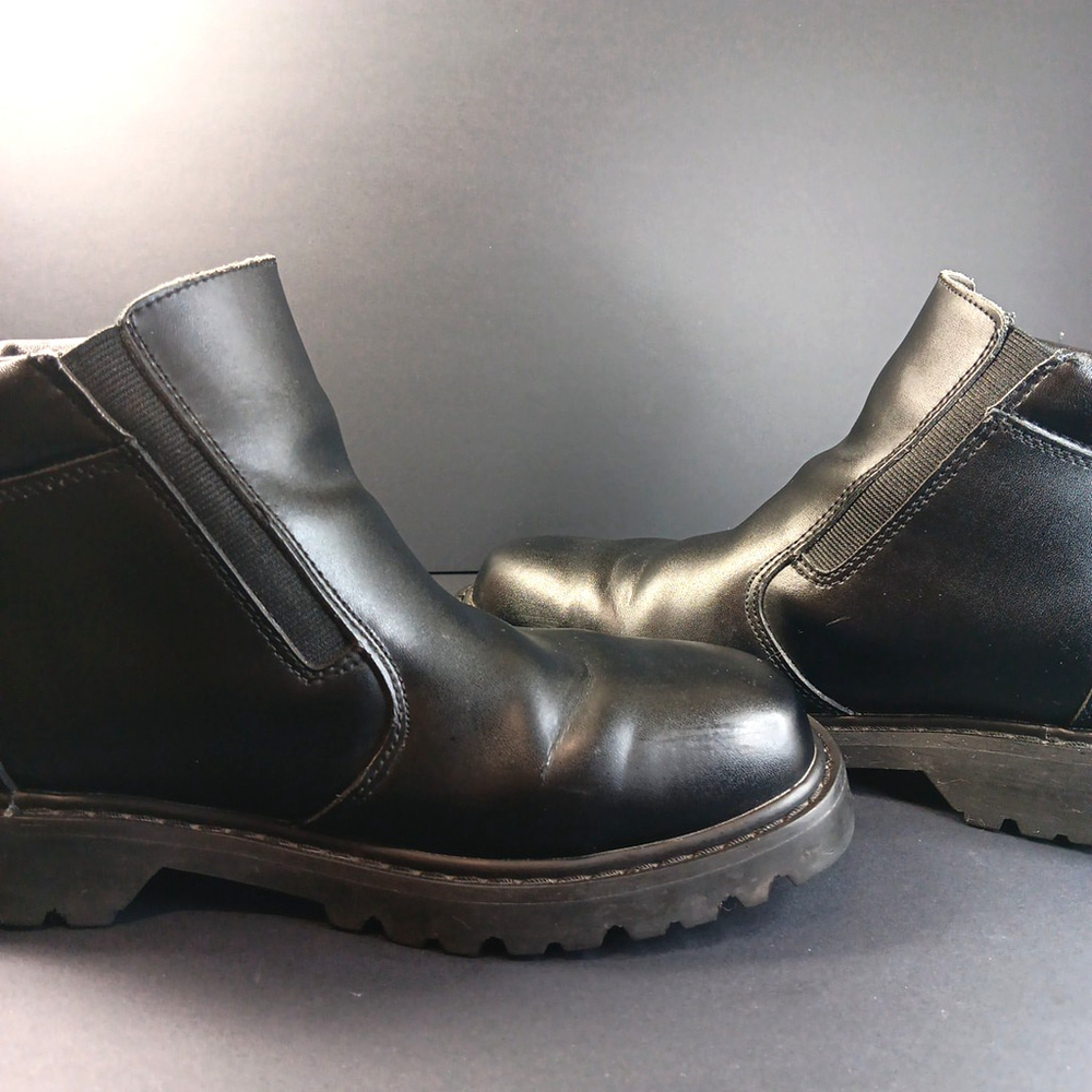 Size 11 Leather Denver Hays Slip On Hook And Loop Mens Combat Boots Shoes - Picture 8 of 10